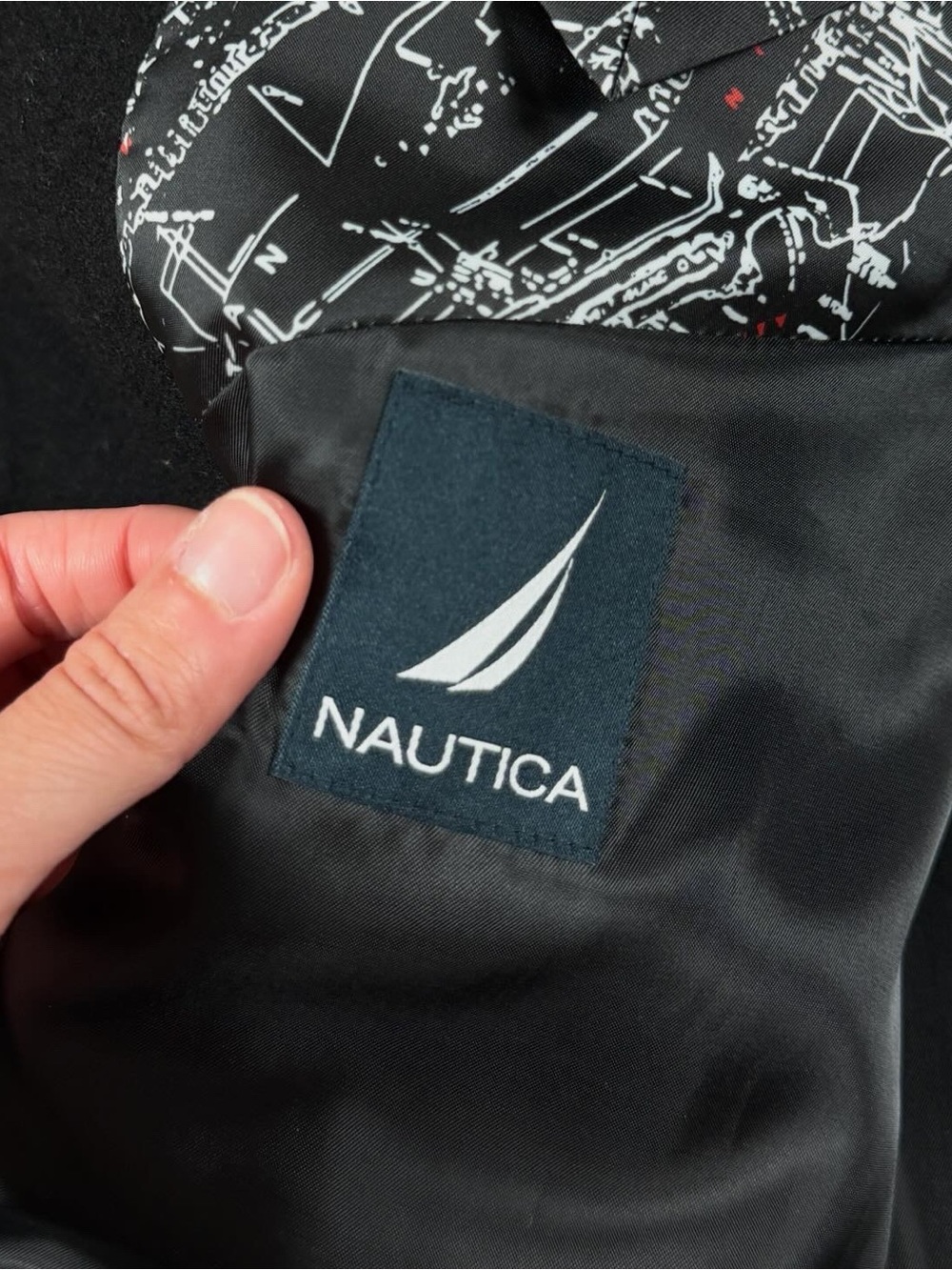 Nautica Black Mid Length Wool Cashmere Single Breasted Coat Men’s 40 M Overcoat - Picture 4 of 9